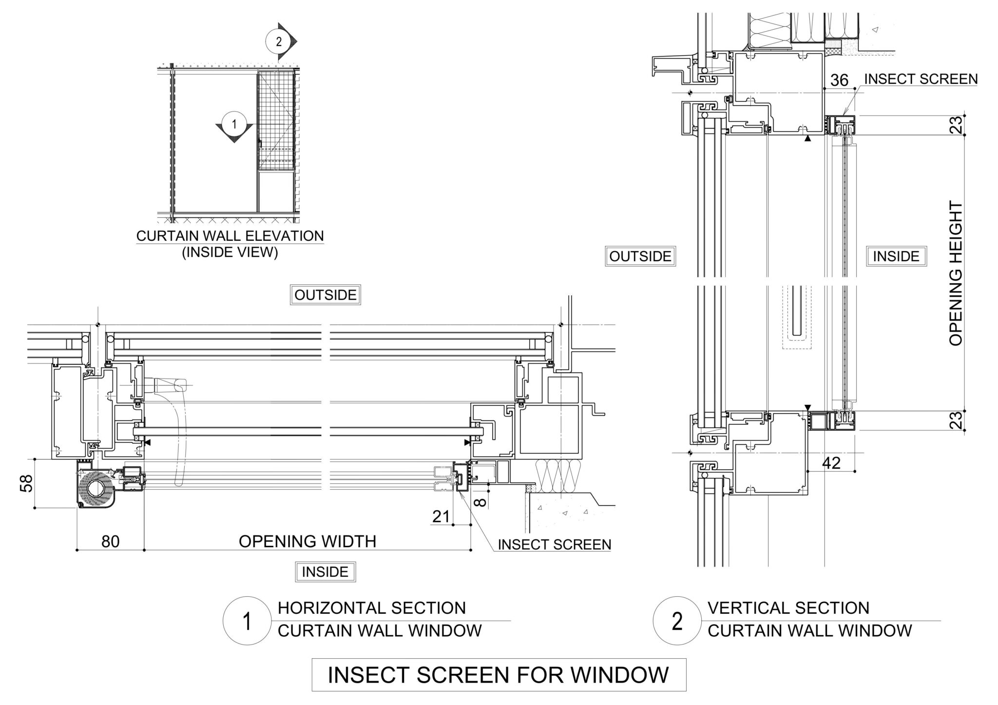 Technical drawing for Insect Screen Window
